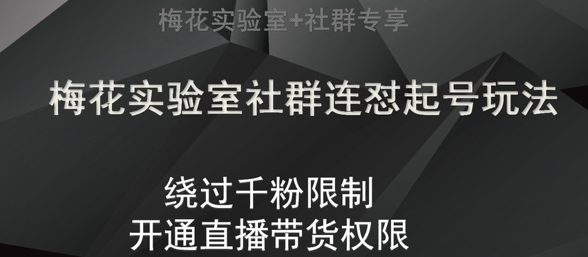 梅花实验室社群连怼起号玩法，视频号绕过千粉限制，开通直播带货权限【揭秘】