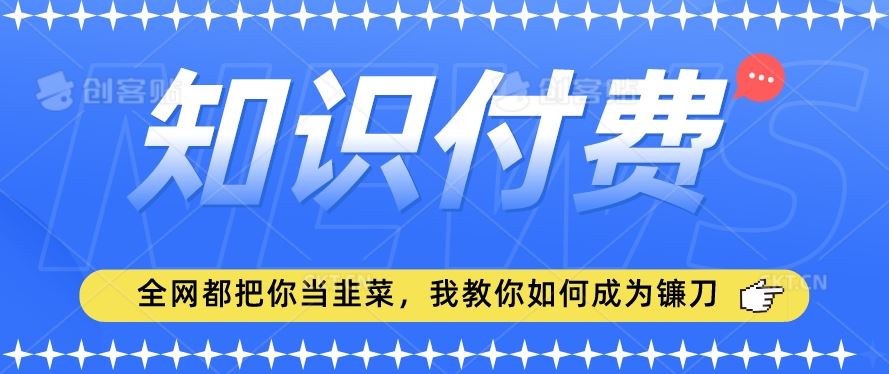 2024最新知识付费项目，小白也能轻松入局，全网都在教你做项目，我教你做镰刀【揭秘】