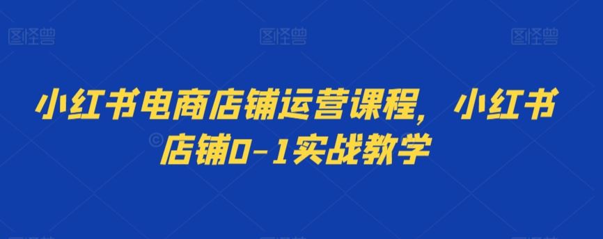 小红书电商店铺运营课程，小红书店铺0-1实战教学